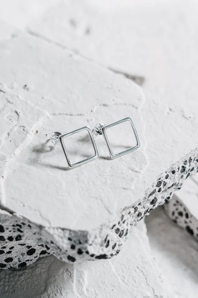 Square Stud Earrings Silver Kty Earrings