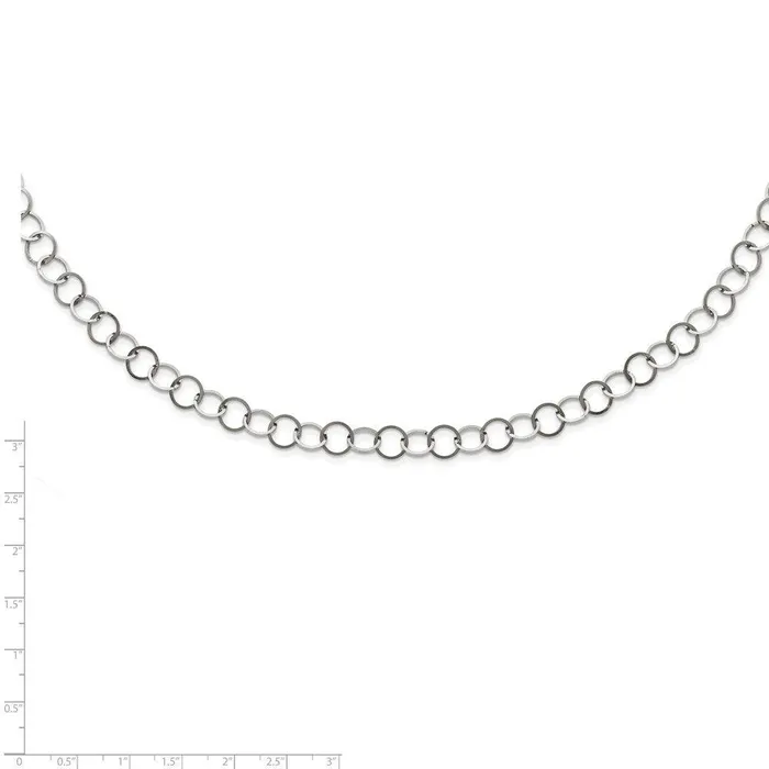 Stainless Steel Polished 8MM Circle Link Necklace Chisel Necklaces