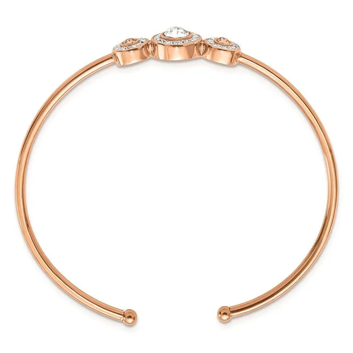 Stainless Steel Polished Rose IPplated with Preciosa Crystal Flexible Bang Chisel Bracelets Stainless Steel Polished Rose IPplated with Preciosa Crystal Flexible Bang Chisel Bracelets