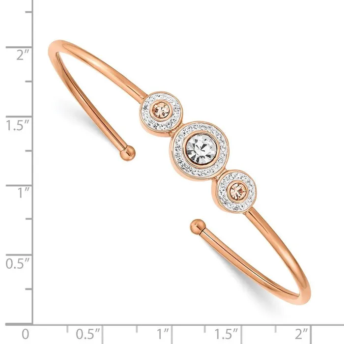 Stainless Steel Polished Rose IPplated with Preciosa Crystal Flexible Bang Chisel Bracelets Stainless Steel Polished Rose IPplated with Preciosa Crystal Flexible Bang Chisel Bracelets