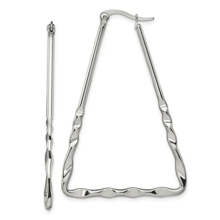 Stainless Steel Polished Triangular Hoop Earrings Chisel Earrings