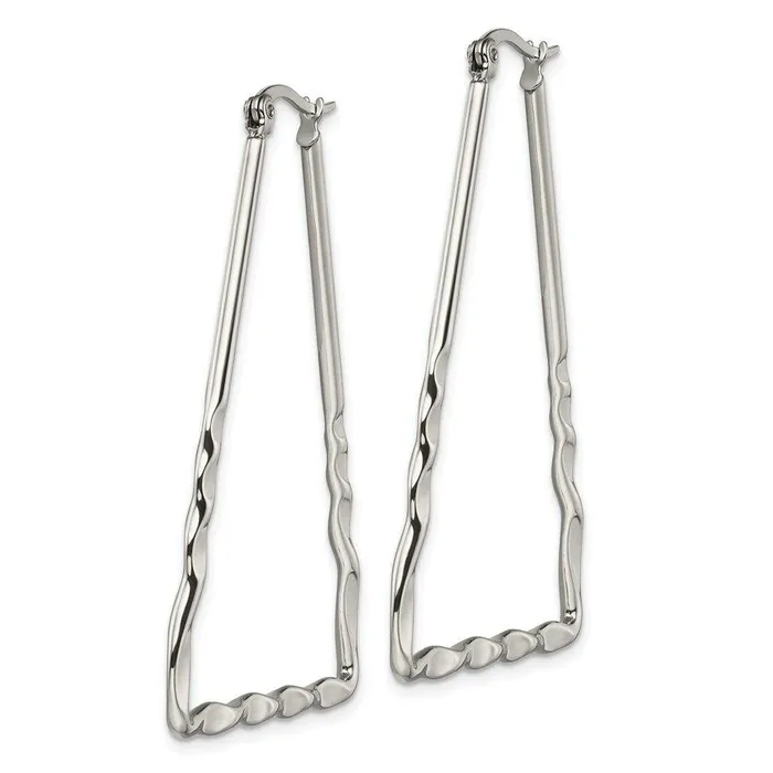 Stainless Steel Polished Triangular Hoop Earrings Chisel Earrings Stainless Steel Polished Triangular Hoop Earrings Chisel Earrings
