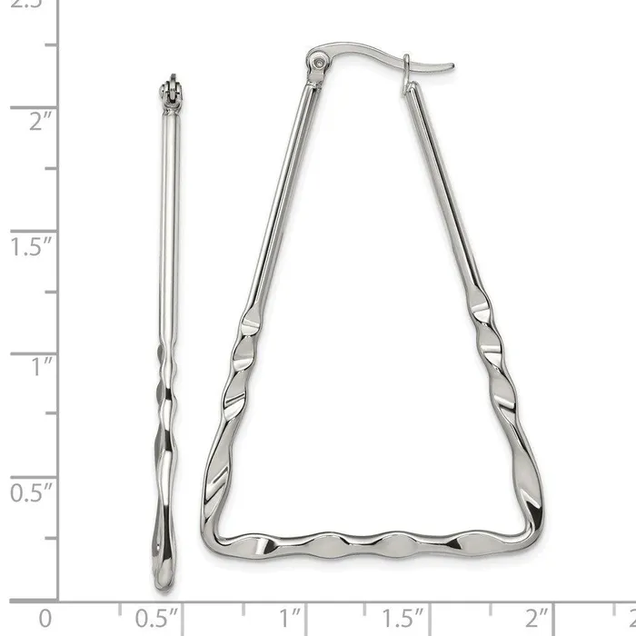 Stainless Steel Polished Triangular Hoop Earrings Chisel Earrings Stainless Steel Polished Triangular Hoop Earrings Chisel Earrings