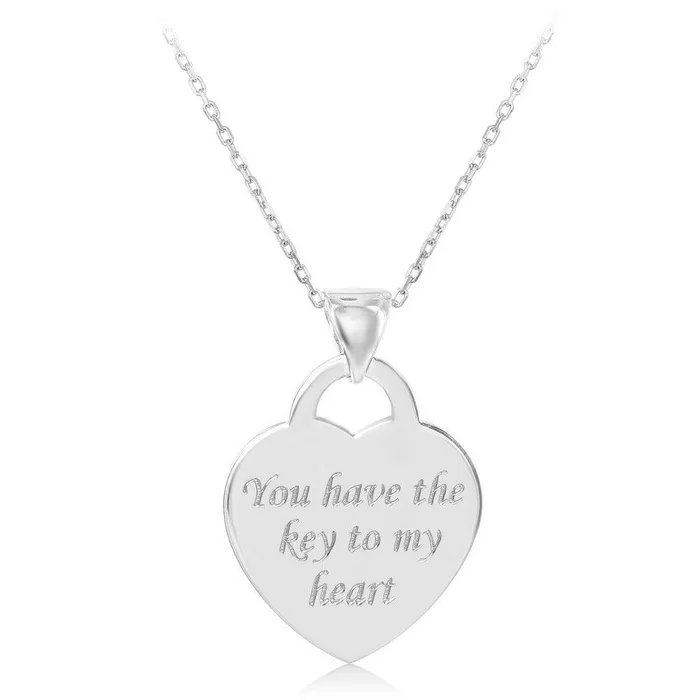 Sterling Silver You Have The Key to My Heart Pendant Chain Classic Necklaces