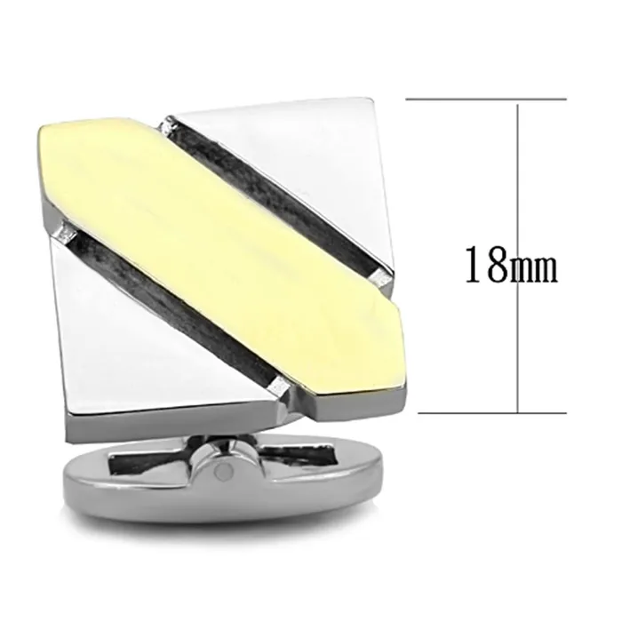 TK1249 TwoTone IP Gold Ion Plating Stainless Steel Cufflink with No Stone Alamode Rings
