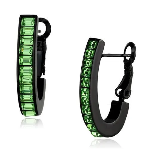 TK2534 IP BlackIon Plating Stainless Steel Earrings with Top Grade Crystal in Peridot Alamode Earrings TK2534 IP BlackIon Plating Stainless Steel Earrings with Top Grade Crystal in Peridot Alamode Earrings
