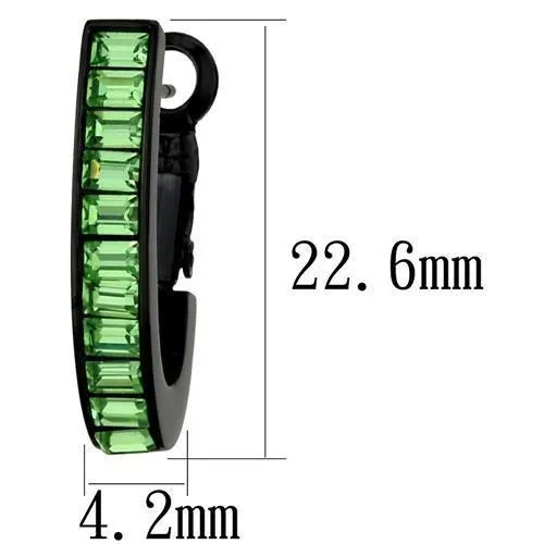 TK2534 IP BlackIon Plating Stainless Steel Earrings with Top Grade Crystal in Peridot Alamode Earrings