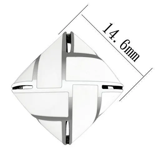 TK896 High polished no plating Stainless Steel Earrings with Epoxy in White Alamode Earrings