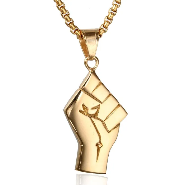 VVS Jewelry Necklaces Gold BLM Raised Fist Necklace