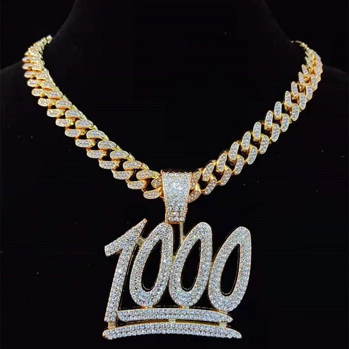 VVS Jewelry VVS Jewelry 1000 Iced Out Cuban Pendant Chain Necklaces