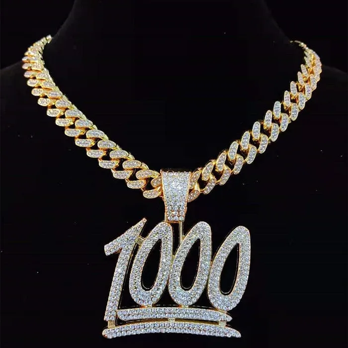 VVS Jewelry VVS Jewelry 1000 Iced Out Cuban Pendant Chain Necklaces