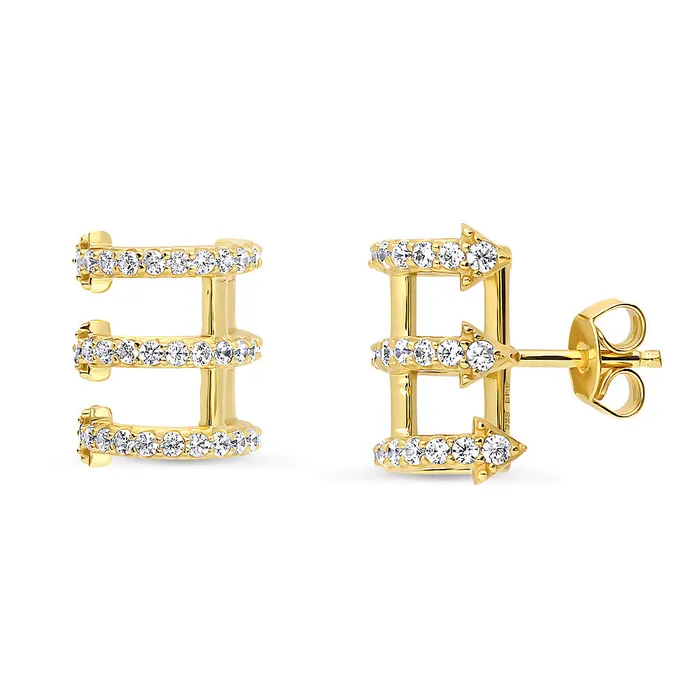 BERRICLE Earrings Bar CZ Stud Earrings in Gold Flashed Sterling Silver