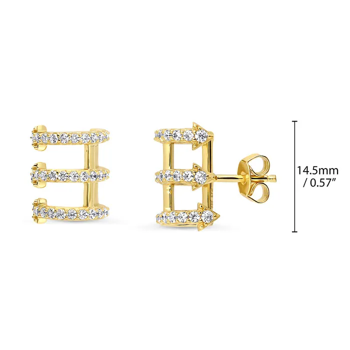 BERRICLE Earrings Bar CZ Stud Earrings in Gold Flashed Sterling Silver