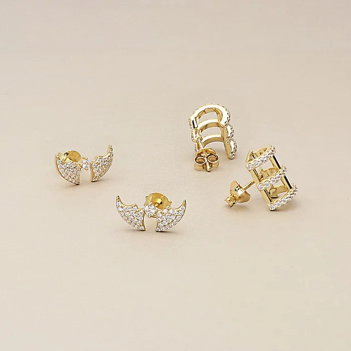 BERRICLE Earrings Bar CZ Stud Earrings in Gold Flashed Sterling Silver