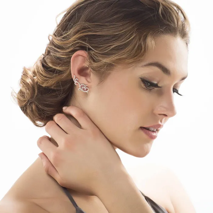 BERRICLE Earrings Filigree CZ Ear Crawlers in Sterling Silver