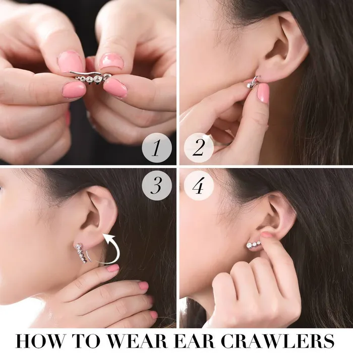 BERRICLE Earrings Filigree CZ Ear Crawlers in Sterling Silver