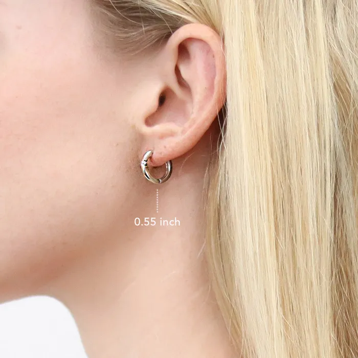 BERRICLE Earrings Solitaire CZ Small Hoop Earrings in Sterling Silver