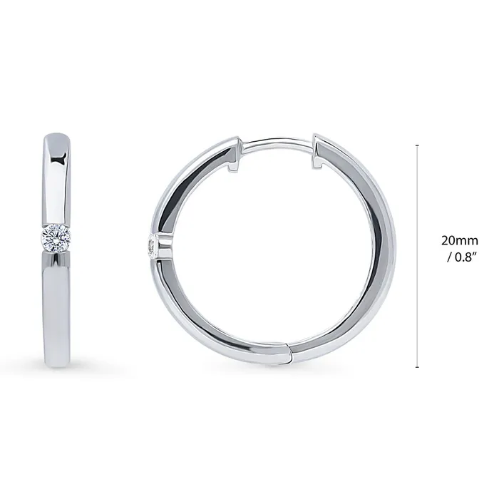 BERRICLE Earrings Solitaire CZ Small Hoop Earrings in Sterling Silver