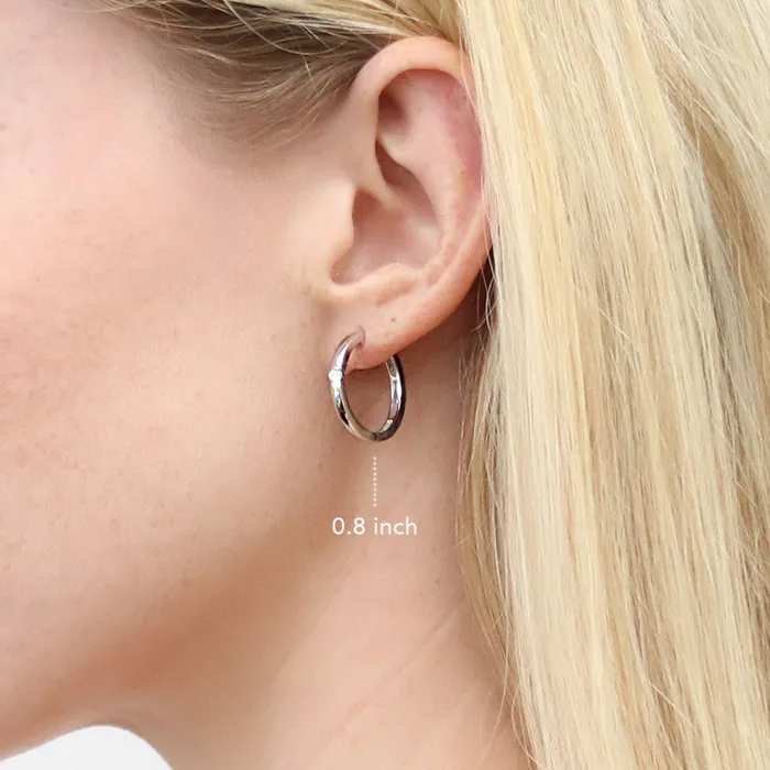 BERRICLE Earrings Solitaire CZ Small Hoop Earrings in Sterling Silver