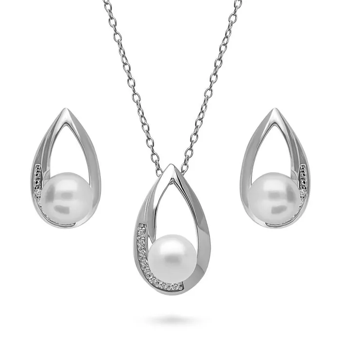 BERRICLE Earrings Solitaire Teardrop Button Cultured Pearl Set in Sterling Silver BERRICLE Earrings Solitaire Teardrop Button Cultured Pearl Set in Sterling Silver