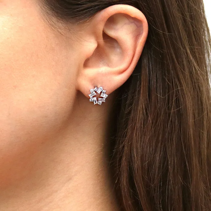 BERRICLE Earrings Wreath CZ Stud Earrings in Sterling Silver