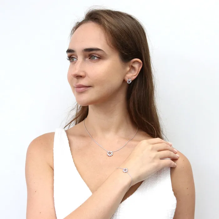 BERRICLE Earrings Wreath CZ Stud Earrings in Sterling Silver