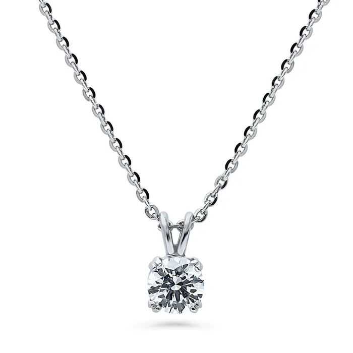 BERRICLE Necklaces Solitaire CZ Necklace in Sterling Silver