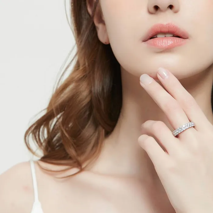 BERRICLE Rings Pave CZ Eternity Ring in Sterling Silver
