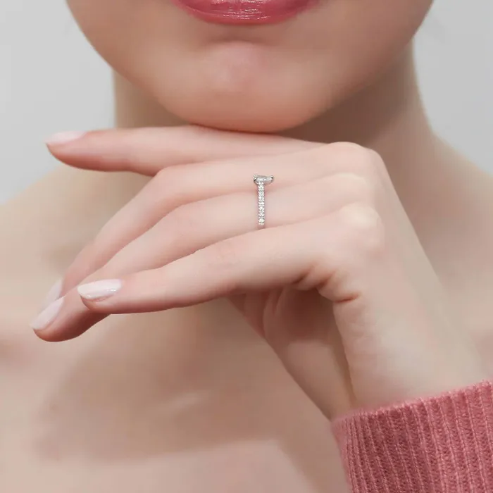 BERRICLE Rings Solitaire 03ct Pear CZ Ring in Sterling Silver