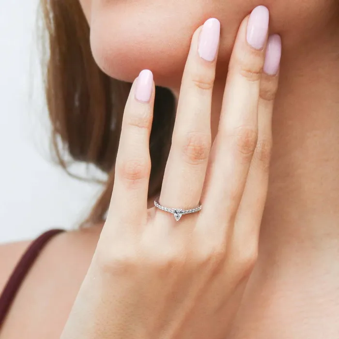 BERRICLE Rings Solitaire 03ct Pear CZ Ring in Sterling Silver