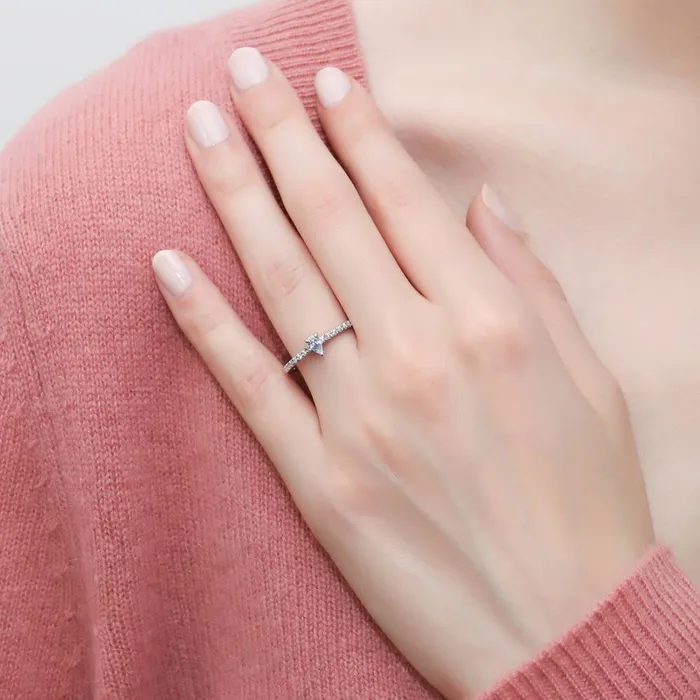BERRICLE Rings Solitaire 03ct Pear CZ Ring in Sterling Silver