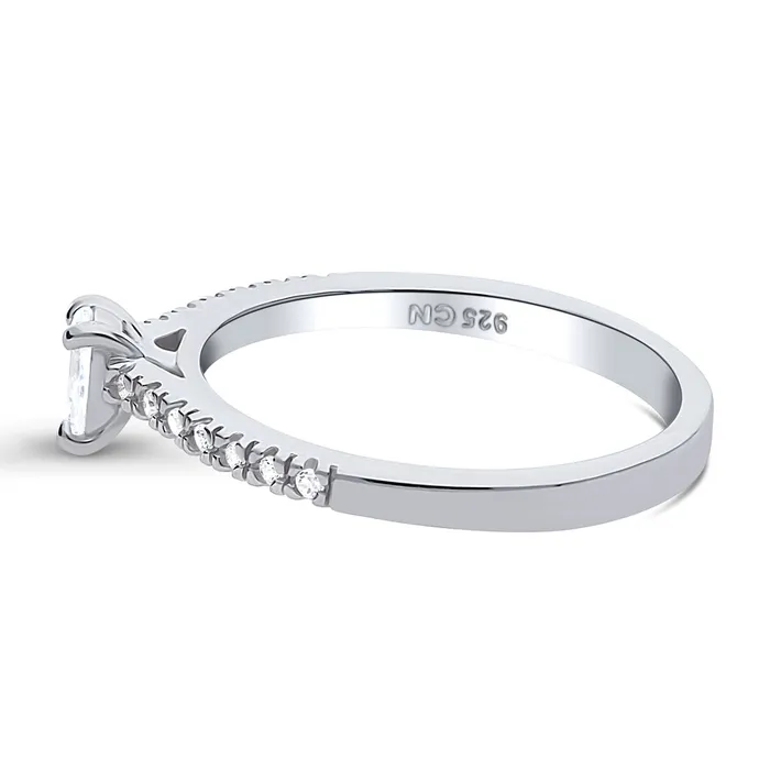 BERRICLE Rings Solitaire 03ct Pear CZ Ring in Sterling Silver