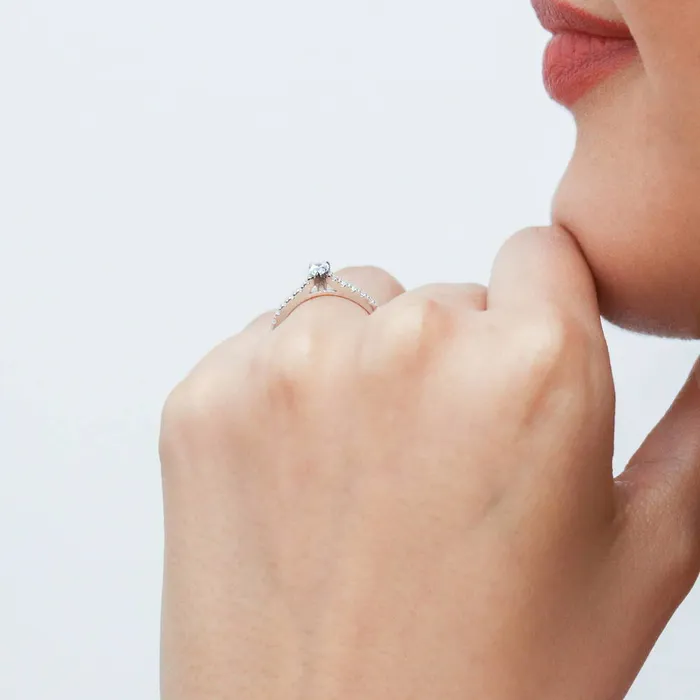 BERRICLE Rings Solitaire 03ct Pear CZ Ring in Sterling Silver