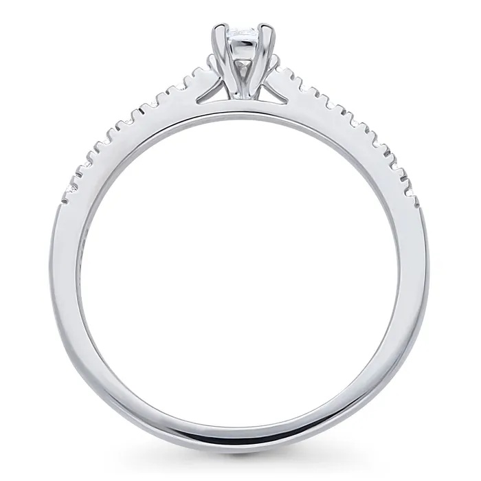 BERRICLE Rings Solitaire 03ct Pear CZ Ring in Sterling Silver