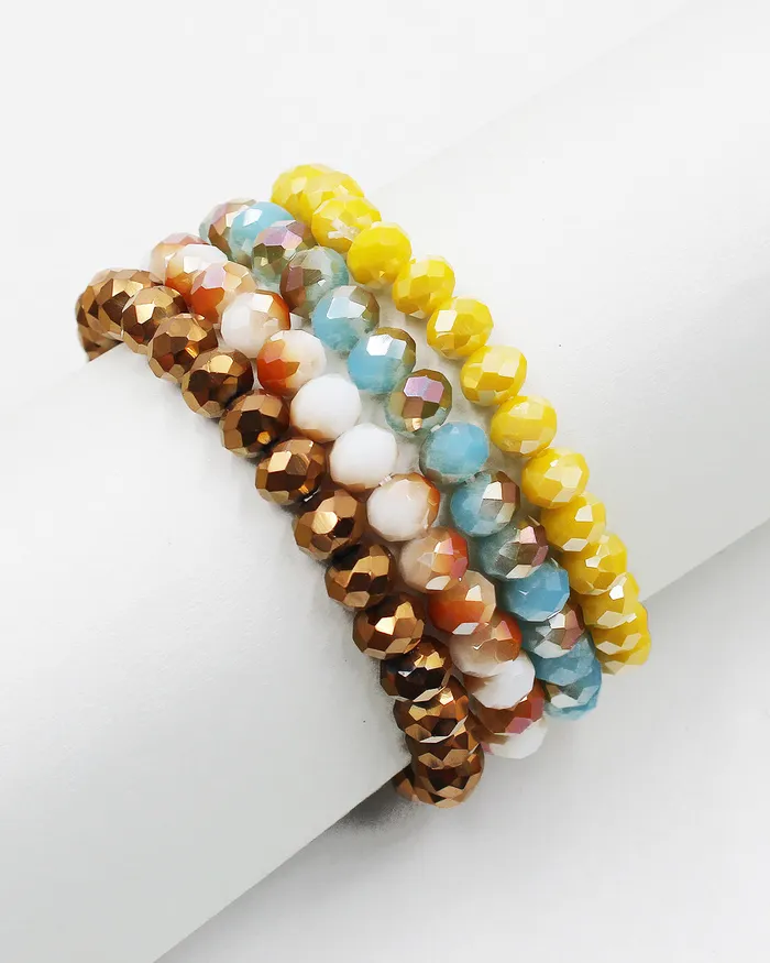 Bracelets Quadruple Layered Faceted Stretch Bracelet 06012023 Bracelets Quadruple Layered Faceted Stretch Bracelet 06012023