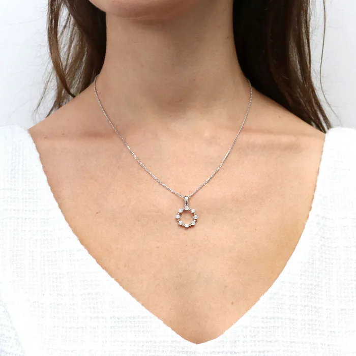 Bubble Open Circle CZ Necklace in Sterling Silver BERRICLE Necklaces