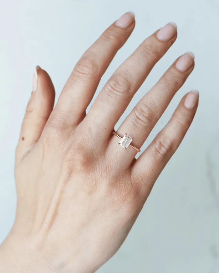 Capucinne Emerald cut moissanite solitaire Earrings