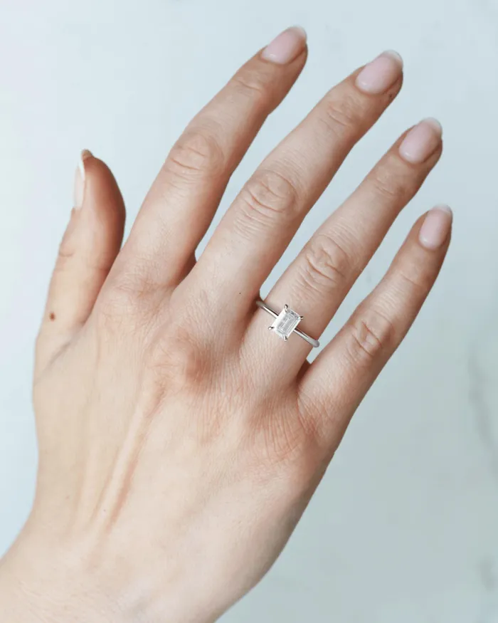 Capucinne Emerald cut moissanite solitaire Earrings