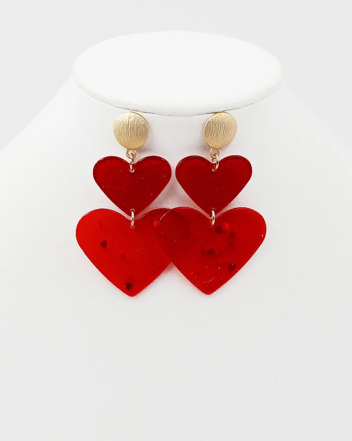 CHECK2024 Double Heart Drop Earrings Earrings CHECK2024 Double Heart Drop Earrings Earrings