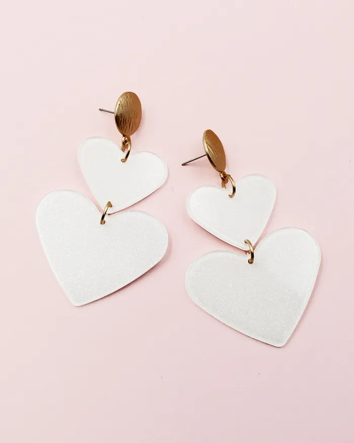 CHECK2024 Double Heart Drop Earrings Earrings CHECK2024 Double Heart Drop Earrings Earrings