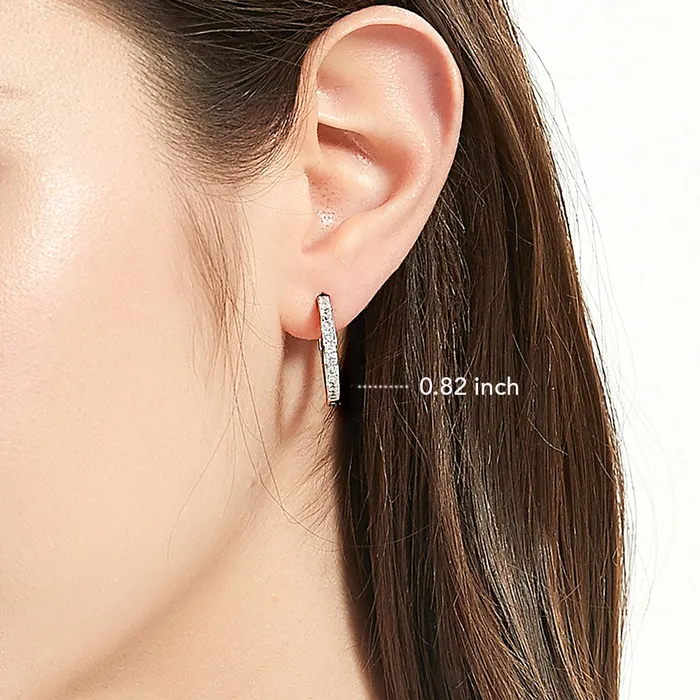 Earrings Bar CZ Hoop Earrings in Sterling Silver 2 Pairs BERRICLE