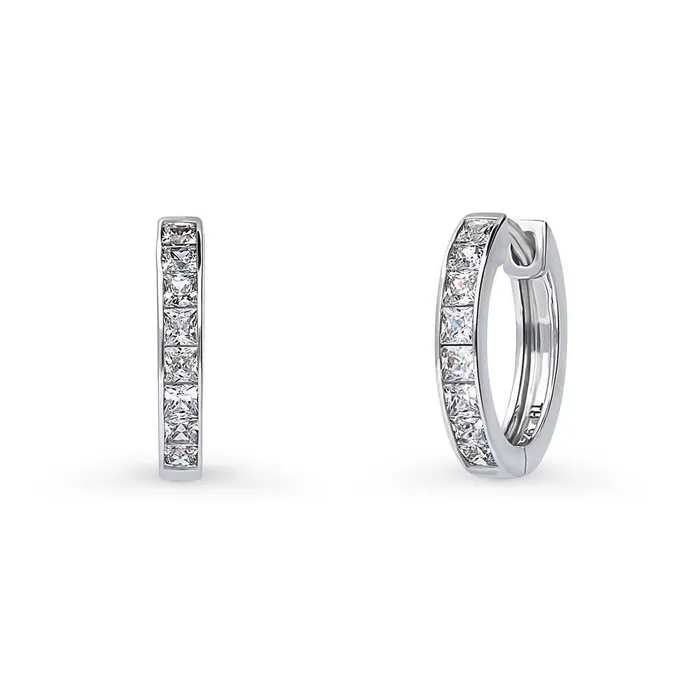 Earrings Bar CZ Hoop Earrings in Sterling Silver 2 Pairs BERRICLE
