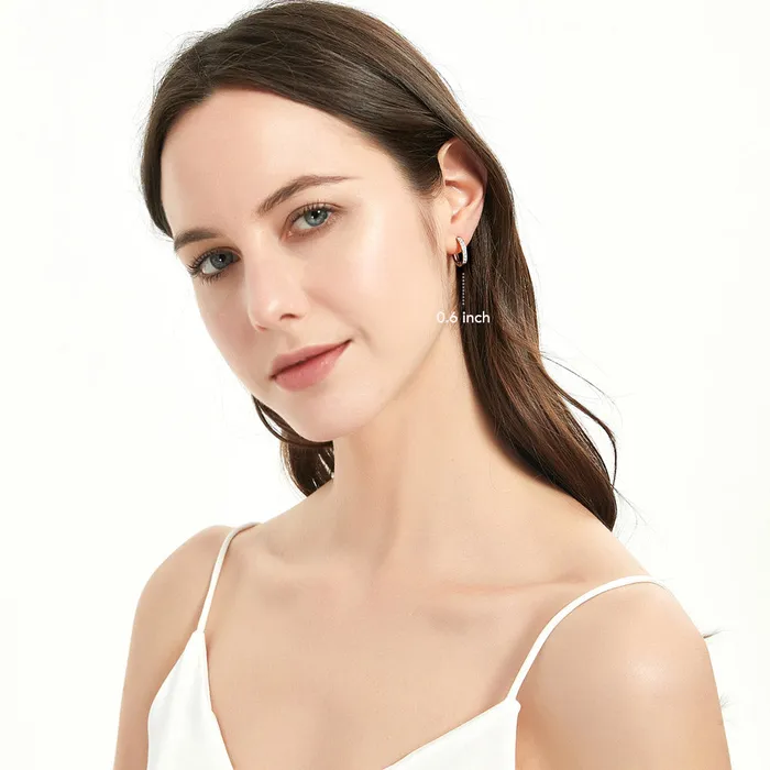 Earrings Bar CZ Hoop Earrings in Sterling Silver 2 Pairs BERRICLE
