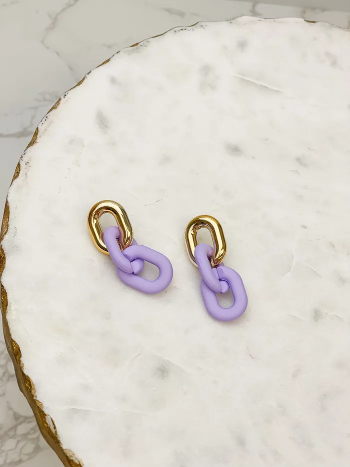 Earrings Bright Silicone Chain Dangle Earrings Lavender Prep Obsessed PR