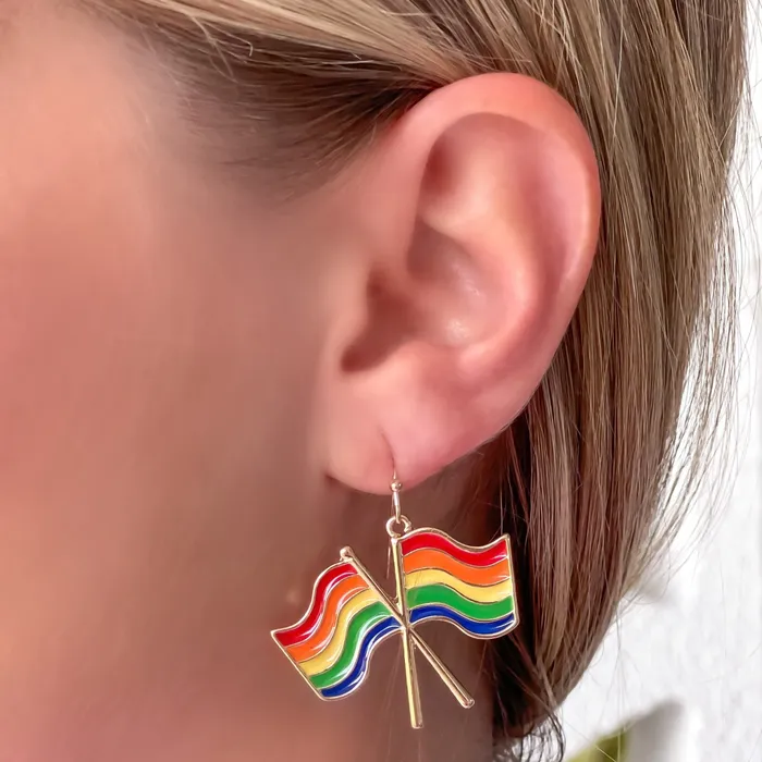 Earrings Prep Obsessed RNK Rainbow Flag Dangle Earrings