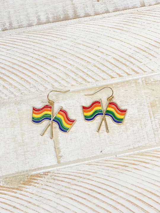 Earrings Prep Obsessed RNK Rainbow Flag Dangle Earrings