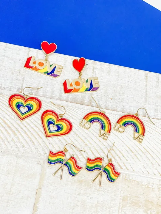 Earrings Prep Obsessed RNK Rainbow Flag Dangle Earrings