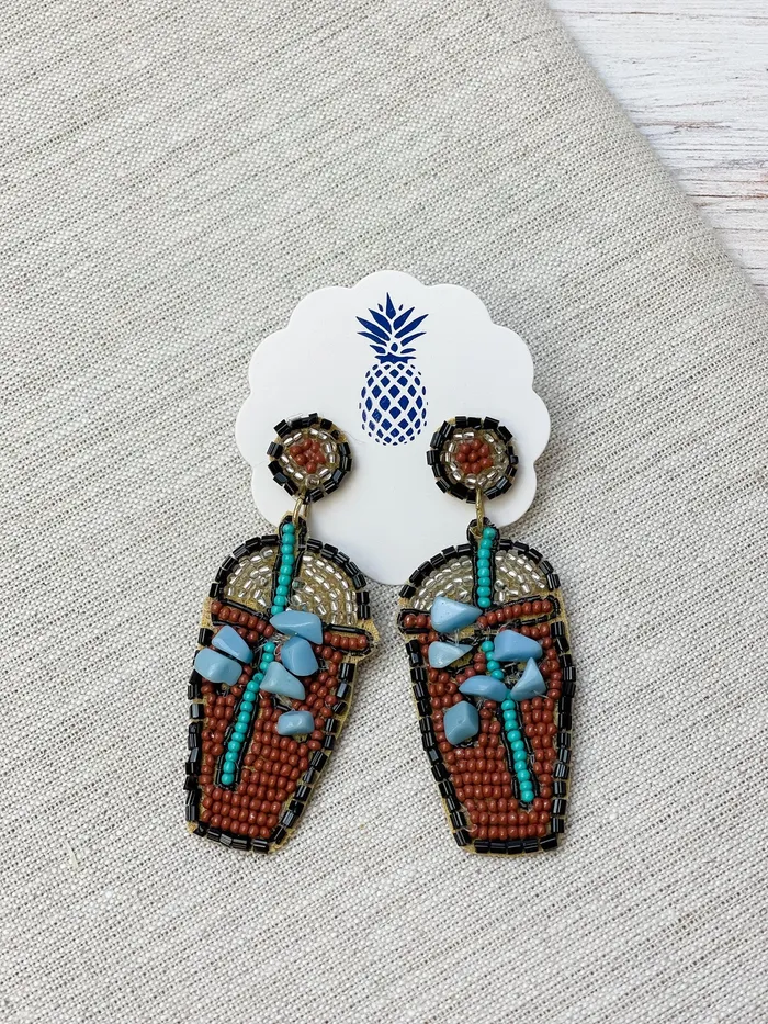 Earrings Prep Obsessed TL Iced Coffee Beaded Dangle Earrings