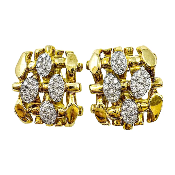 Earrings Susan Berman 18K Gold Clipon Earrings with Diamonds Susan Berman Earrings Susan Berman 18K Gold Clipon Earrings with Diamonds Susan Berman