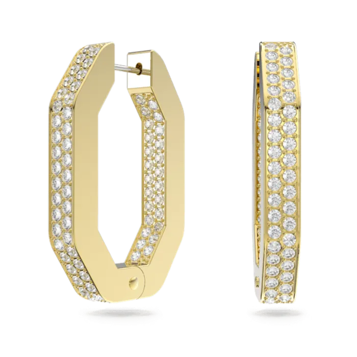 Earrings Swarovski Dextera Hoop Earrings Octagon shape Medium White Goldtone plated Swarovski Earrings Swarovski Dextera Hoop Earrings Octagon shape Medium White Goldtone plated Swarovski